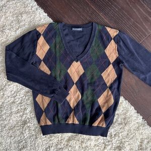 Rare Brandy Melville V Neck Argyle Sweater - Navy/Tan/Green/Red